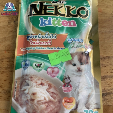 Pate gói nekko kitten vị cá ngừ rắc thịt gà 70g