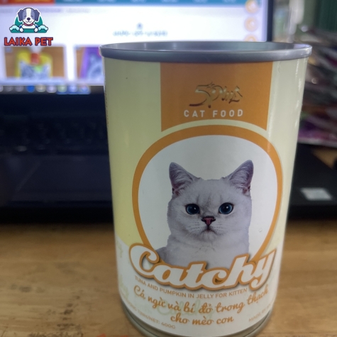 Pate lon catchy cá ngừ và bí đỏ cho mèo con