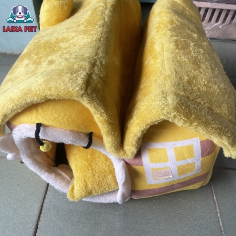 Nhà ổ 2 mái cho thú cưng màu vàng