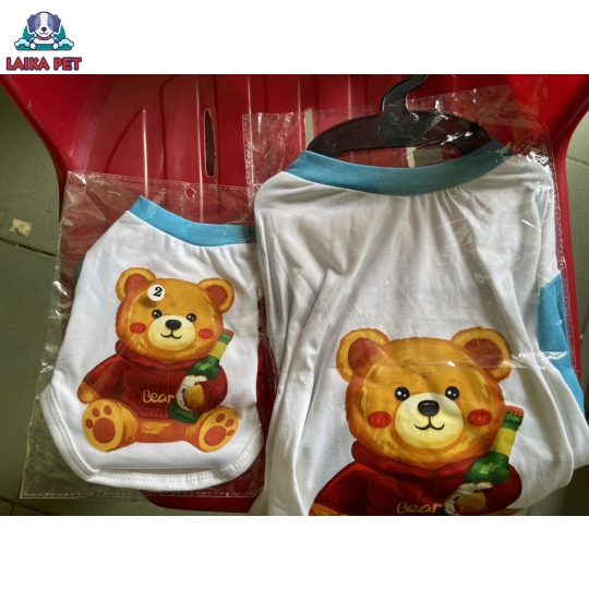 Mẫu áo trắng hình gấu cho Cún yêu