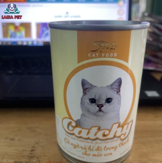 Pate lon catchy cá ngừ và bí đỏ cho mèo con