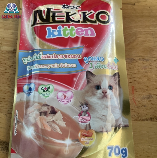 Pate gói nekko kitten vị cá ngừ và cá hồi 70g