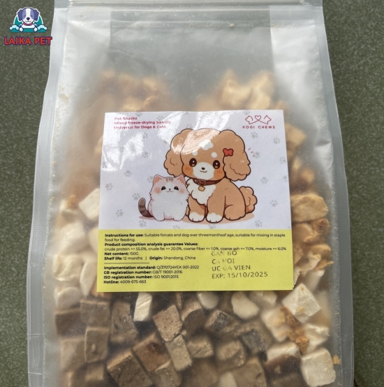 Thức ăn sấy kogi chews, cá hồi,gà viên, gan bò, trứng 